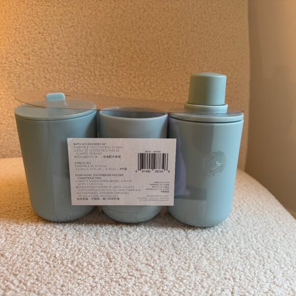 iDesign 3-Piece Bathroom Accessory Set, Soft Aqua - Picture 7 of 8